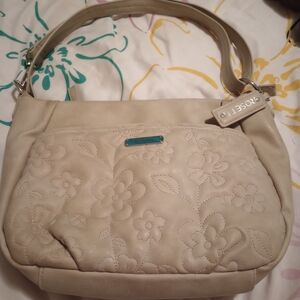Rosetti Cream Shoulder Bag with Embossed Floral Design